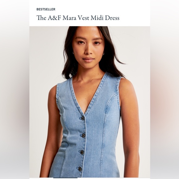 NWT A&F Mara Vest Denim Midi Dress Small Petite - Picture 2 of 4